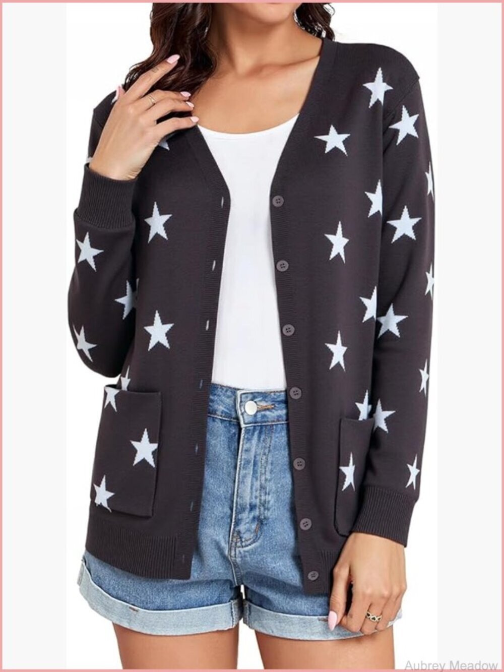Lightweight Button Down V-Neck Knit Cardigan Sweater with Pockets
